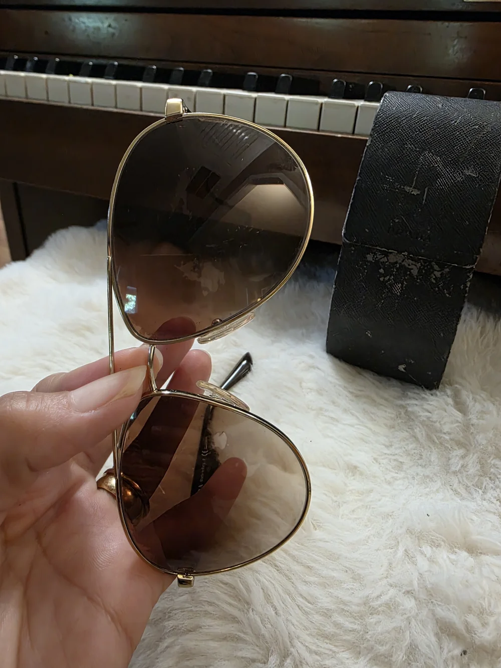 Prada Gold Frame Sunglasses with Brown Gradient Lenses